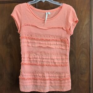 LC Lauren Conrad Coral Ruffle Tee